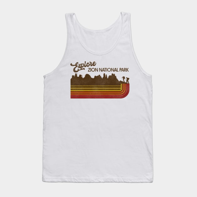 Explore Zion National Park Retro 70s/80s Stripe Tank Top by darklordpug